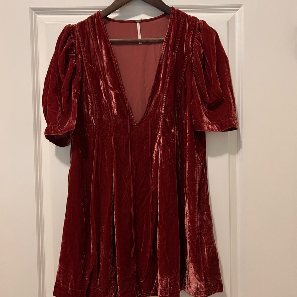 Free People Red Velvet Mini Dress